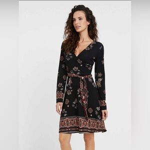 NWT Desigual V-Neck Dress “Singapur” Women’s Size XL Black Floral